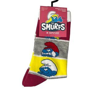Women’s Cartoon Stripe Socks Crew Graphic Blue Red Yellow Novelty One Size
